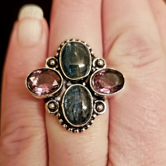 ***Sale*** New Blue Kyanite & Amethyst 925 Silver Ring. - Picture 4 of 10